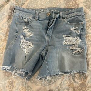 American Eagle Outfitters Women's Ripped Jean Shorts - Light Blue